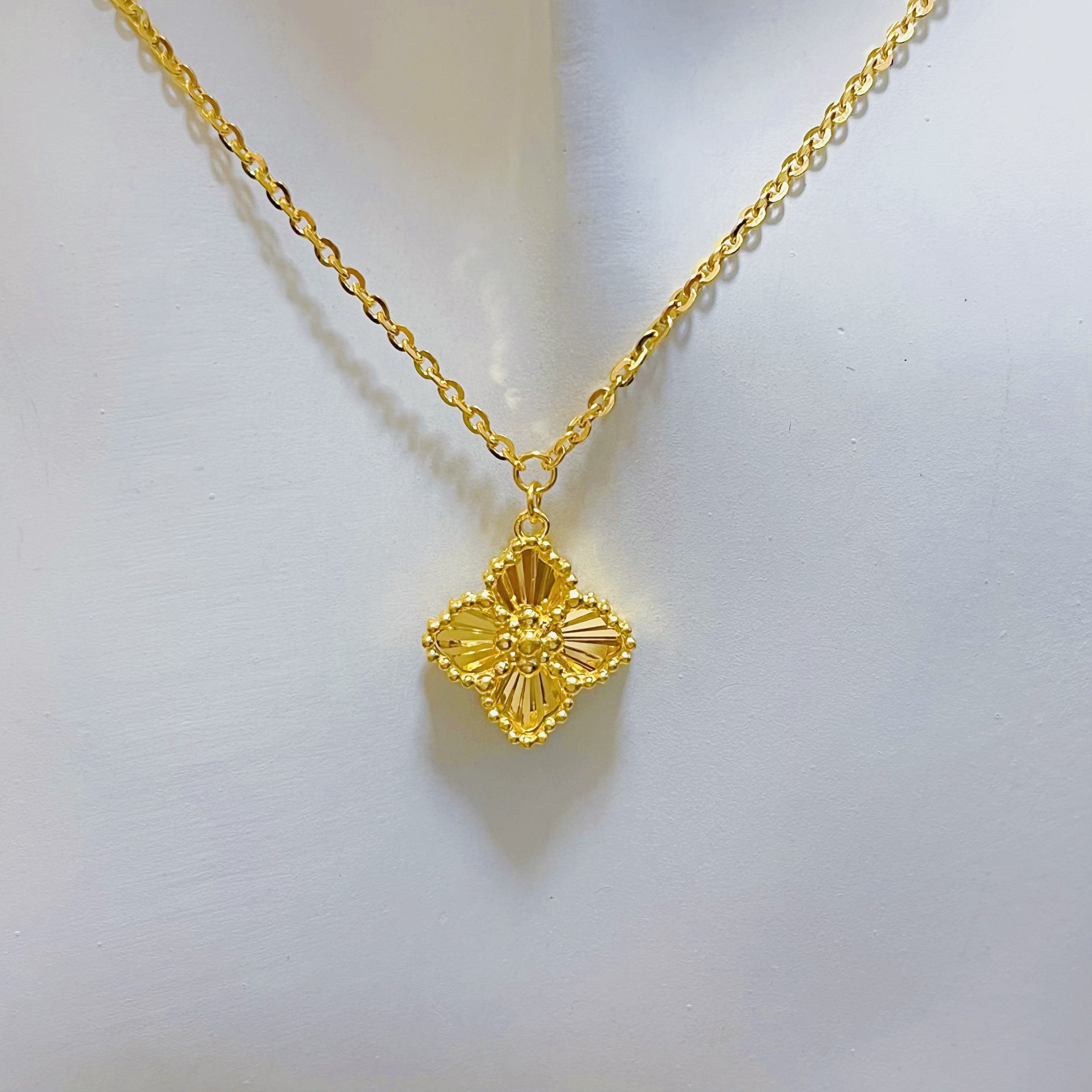 足金999镭射老花套链时尚仙女国潮黄金