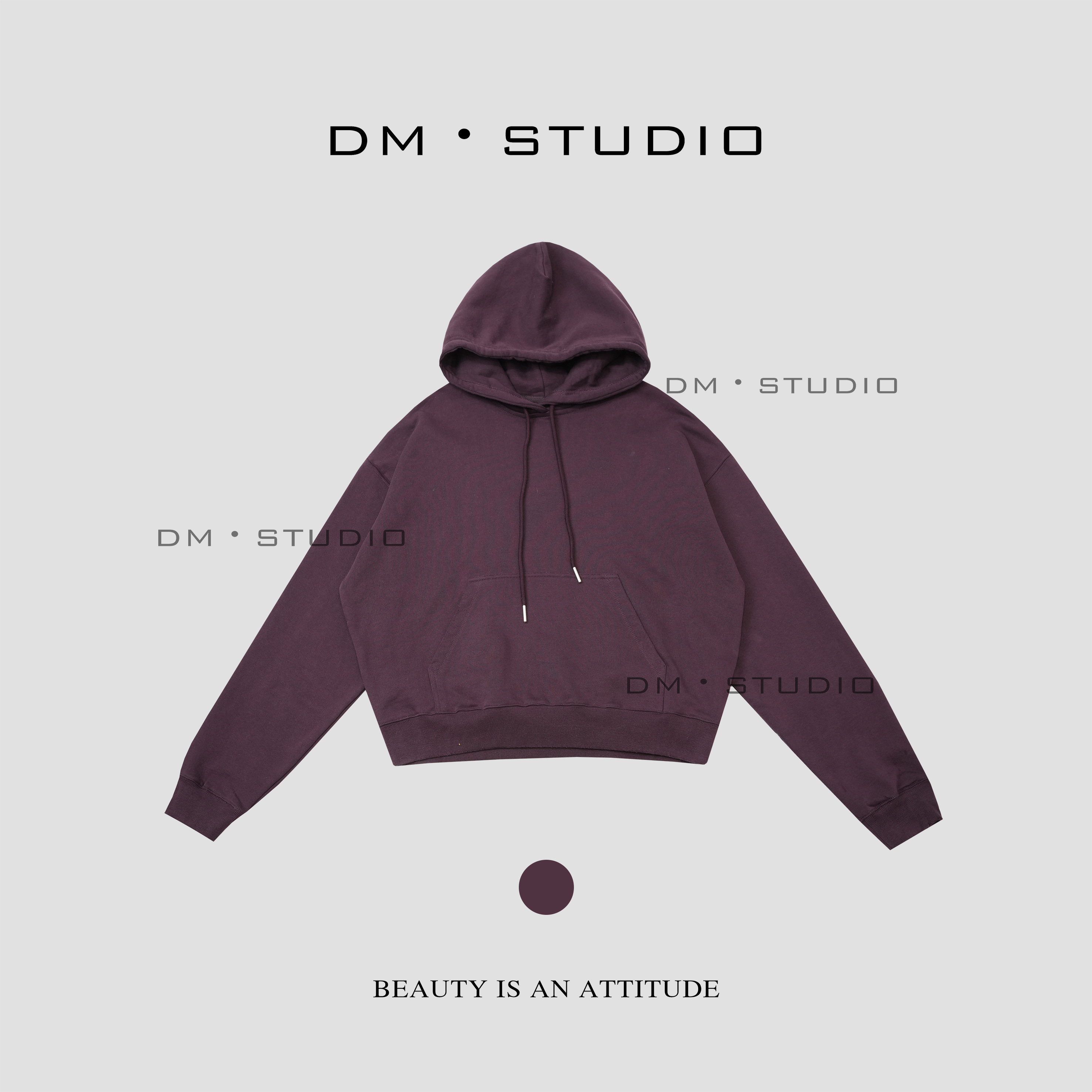 DEDM•STUDIO/显瘦百搭休闲纯色极简风抽绳连帽设计卫衣（13033）