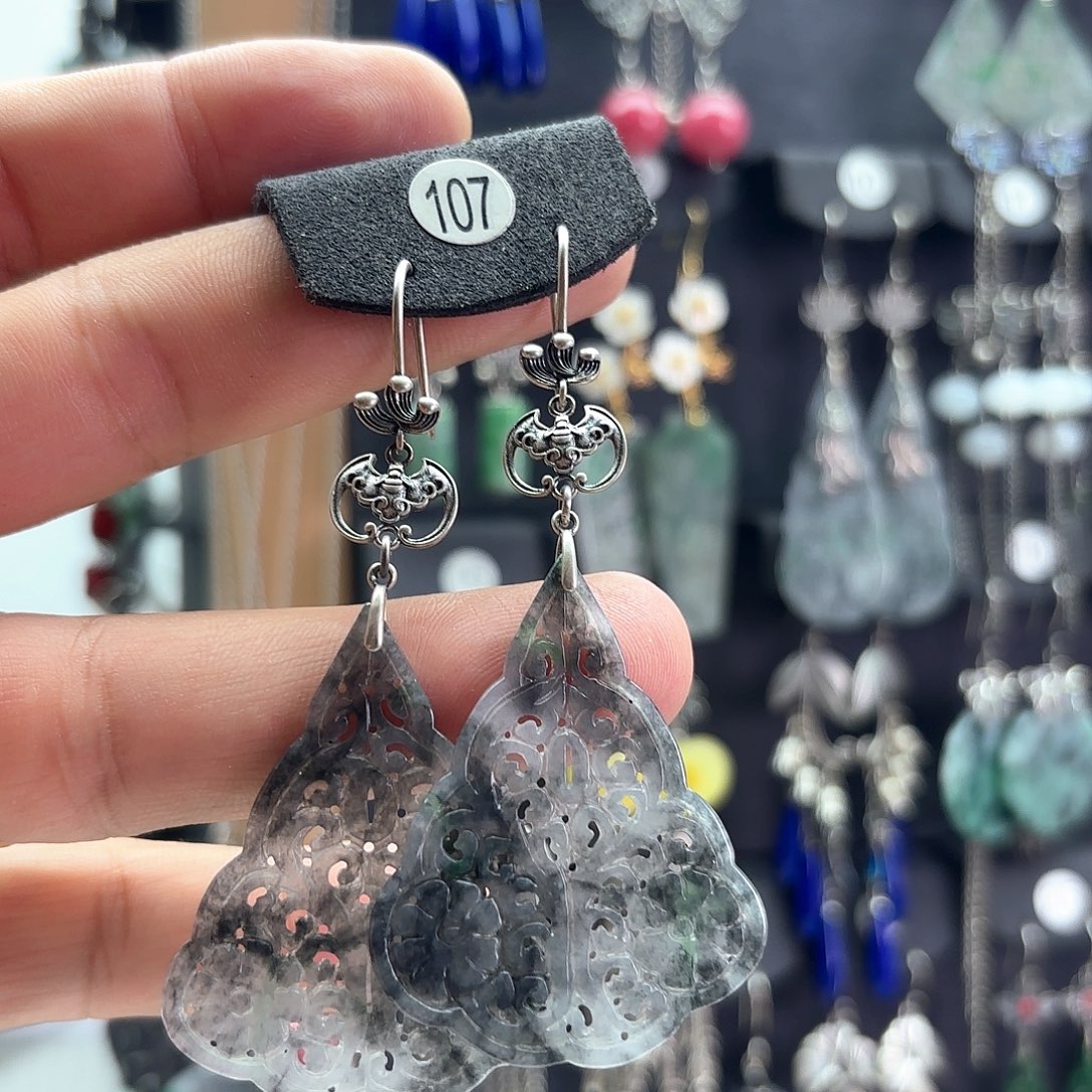 翡翠银S925镶嵌耳饰宝***宠