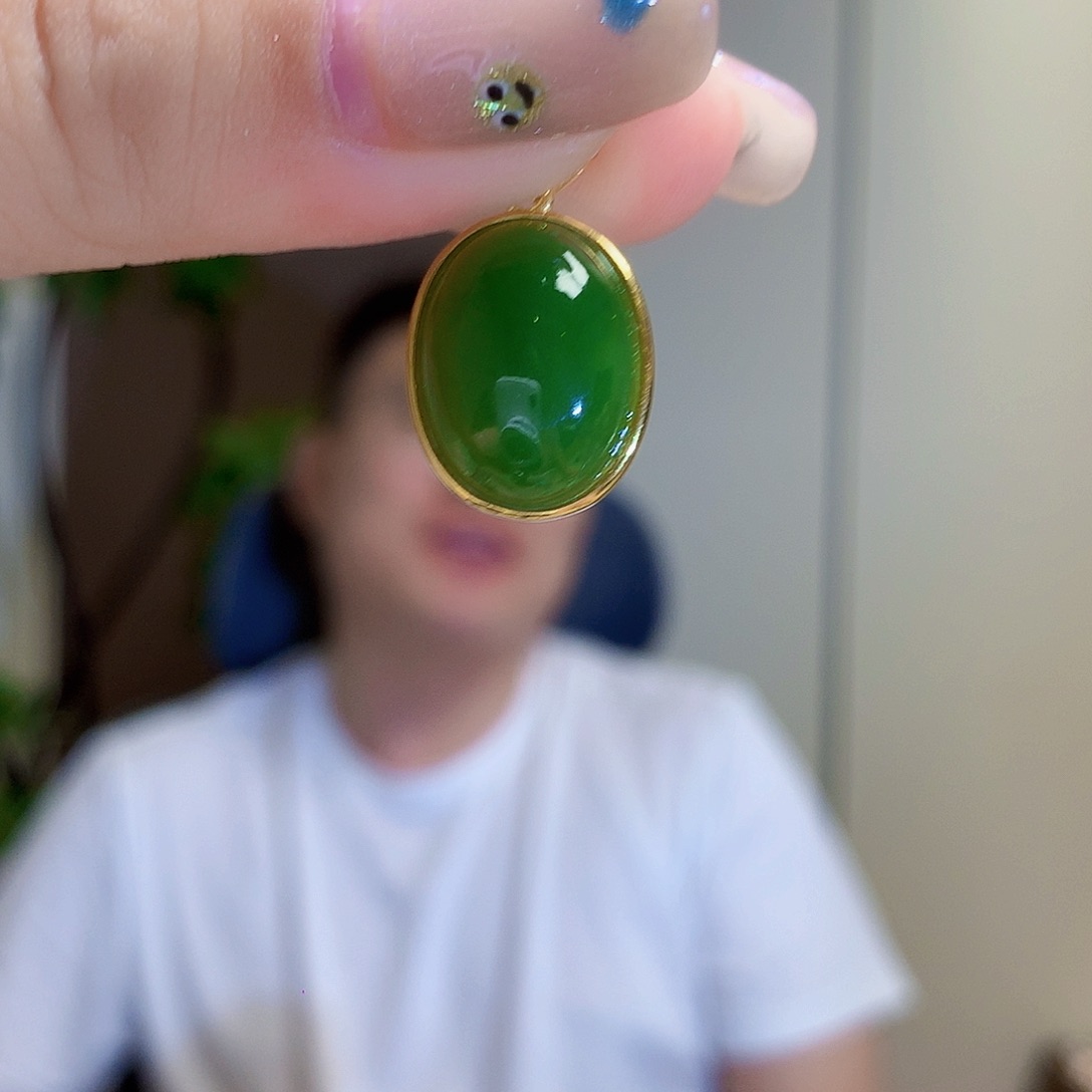 和田玉（碧玉）银S925镀金镶嵌颈饰