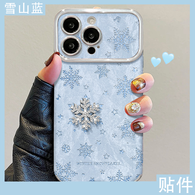 雪花公仔适用苹果17华为VIVO/OPPO小米iPhone16PRO视窗贴皮手机壳