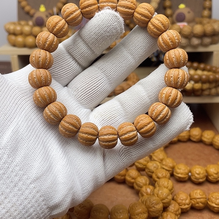 리***手串猴头核桃 深雕京八棱