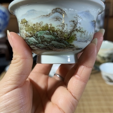 陶汪派山水汪沁粉彩