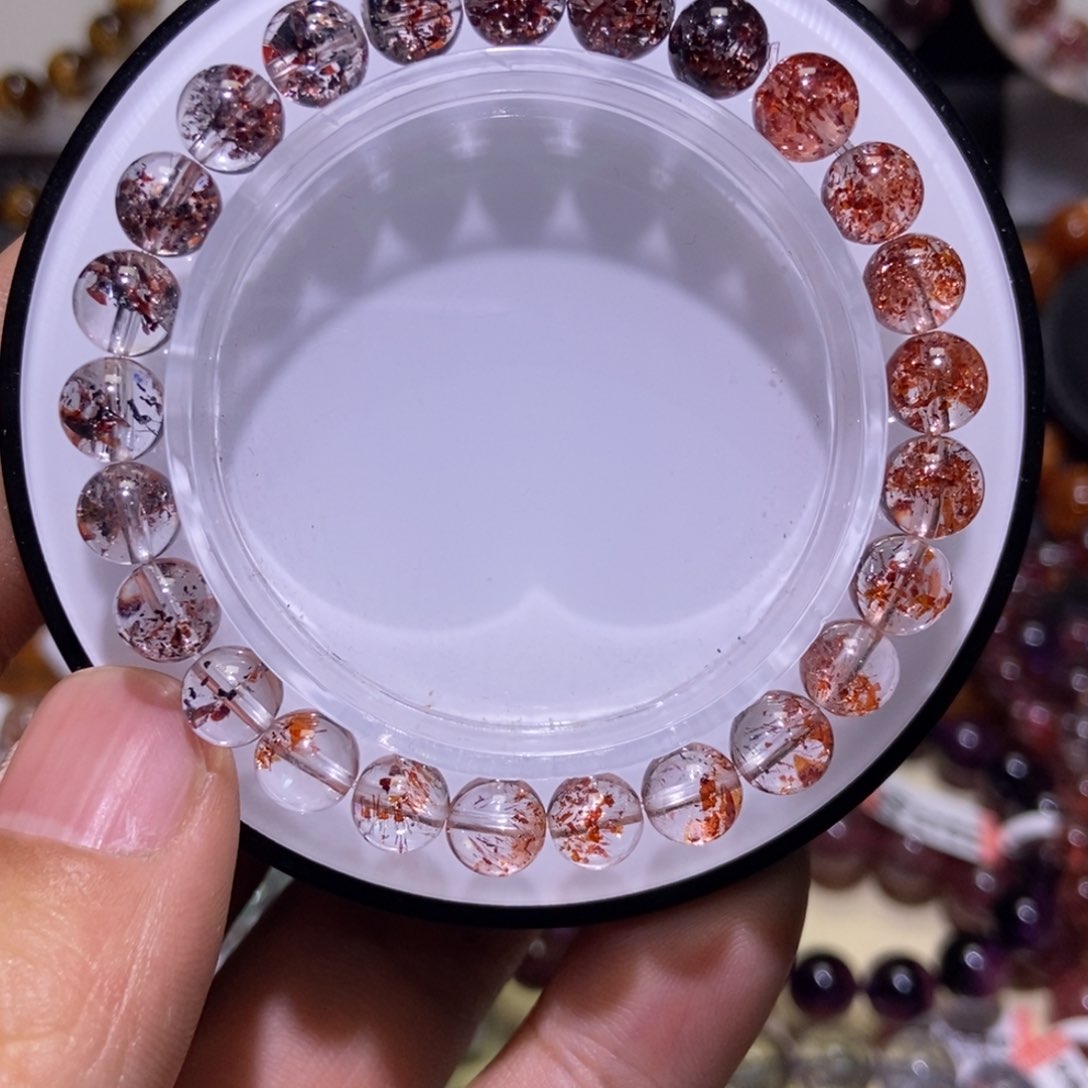 水晶手串未镶嵌渐变色金草莓