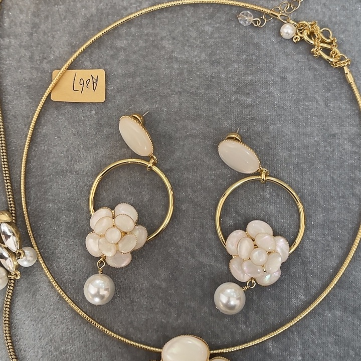 石英石纯铜项链➕耳饰