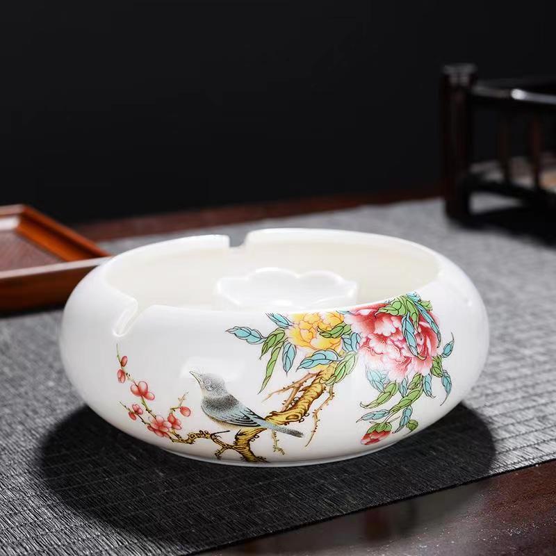 B099-喜上眉梢陶瓷烟灰茶缸（德）