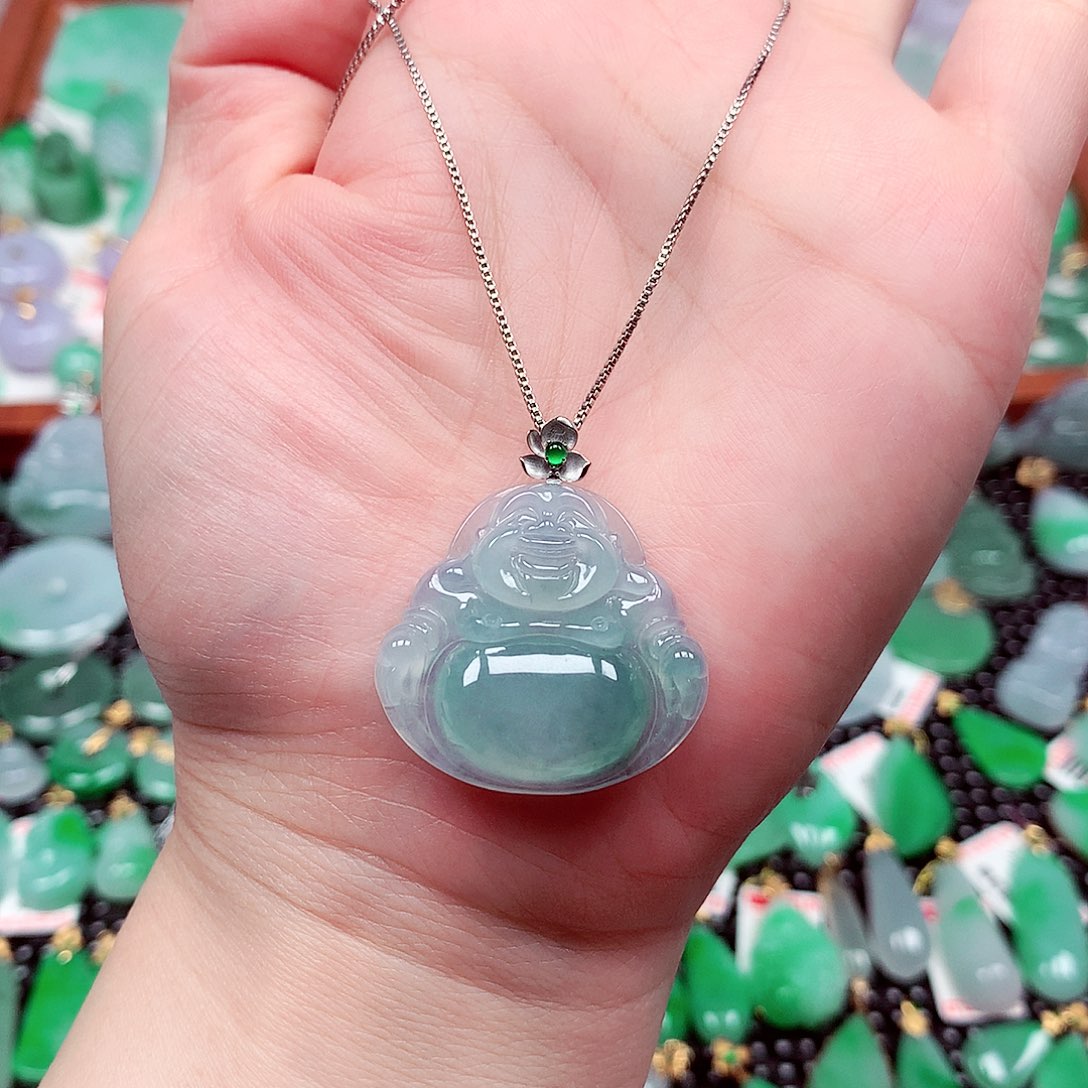 吊坠(不含链)18K金镶嵌翡翠