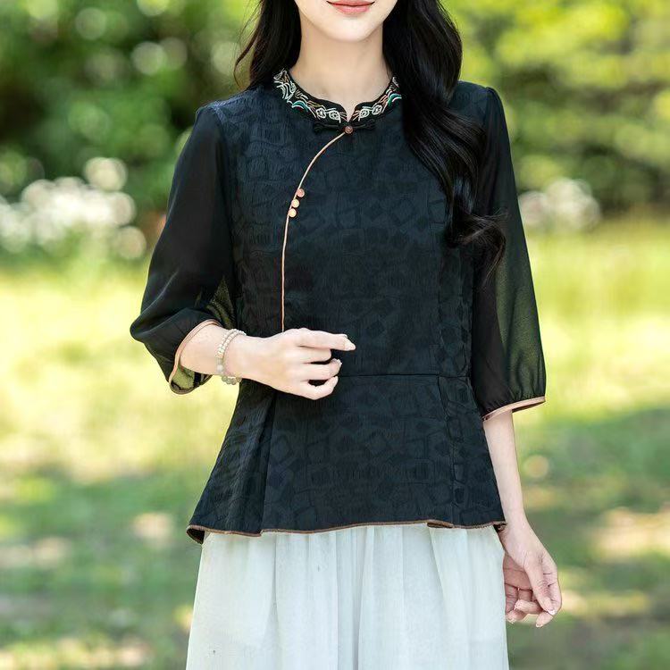 901【锦绣】高端订制上衣 重工刺绣休闲女士夏季复古修身