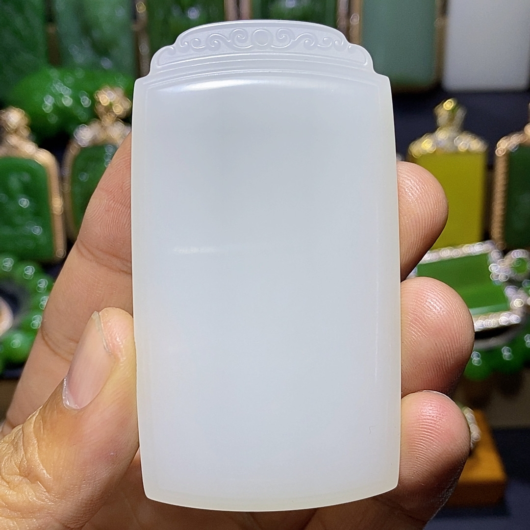 【玉人生珠宝】官方正品精品和田玉新疆和田料羊脂白玉平安无饰牌