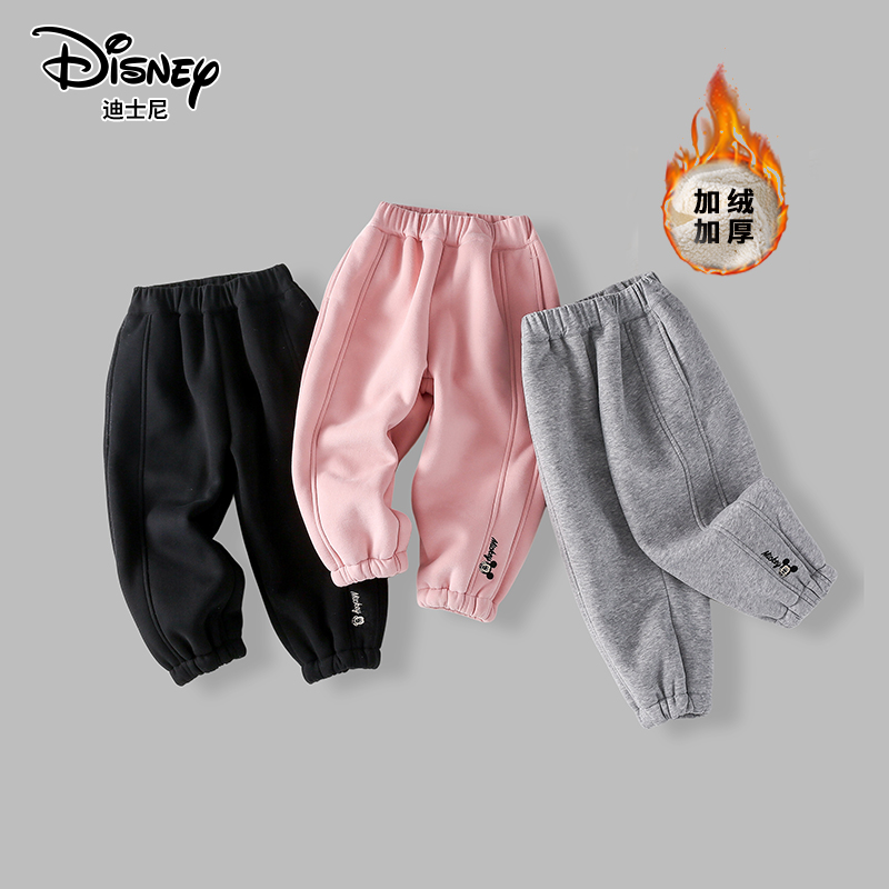 迪士尼儿童裤子2023冬季男女宝条绒加厚保暖裤XYE3SK638
