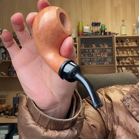 昌化石印石石楠木手工制作烟斗