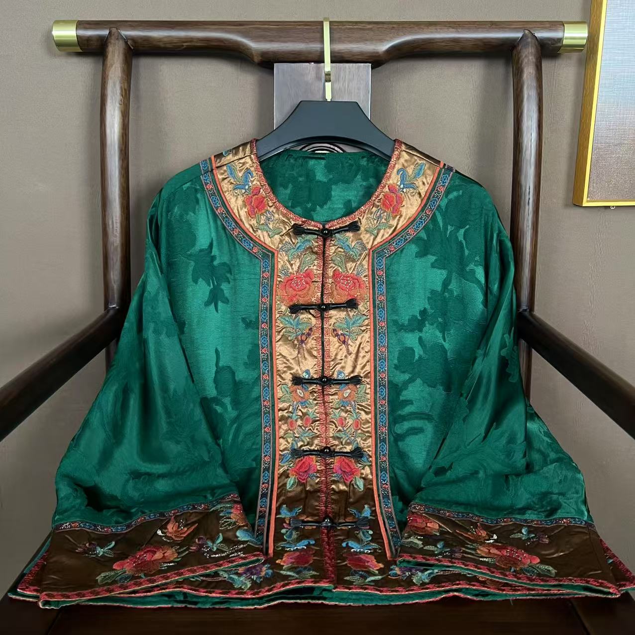 【罗筠】高端新中式民族风气质秋夏重工刺绣外套七分袖宽松上衣女士