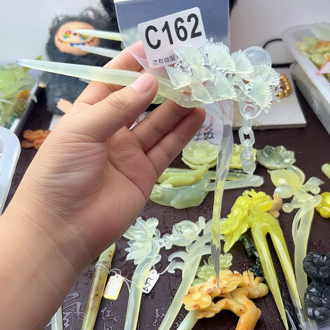 合金蛇纹石玉发饰我**木