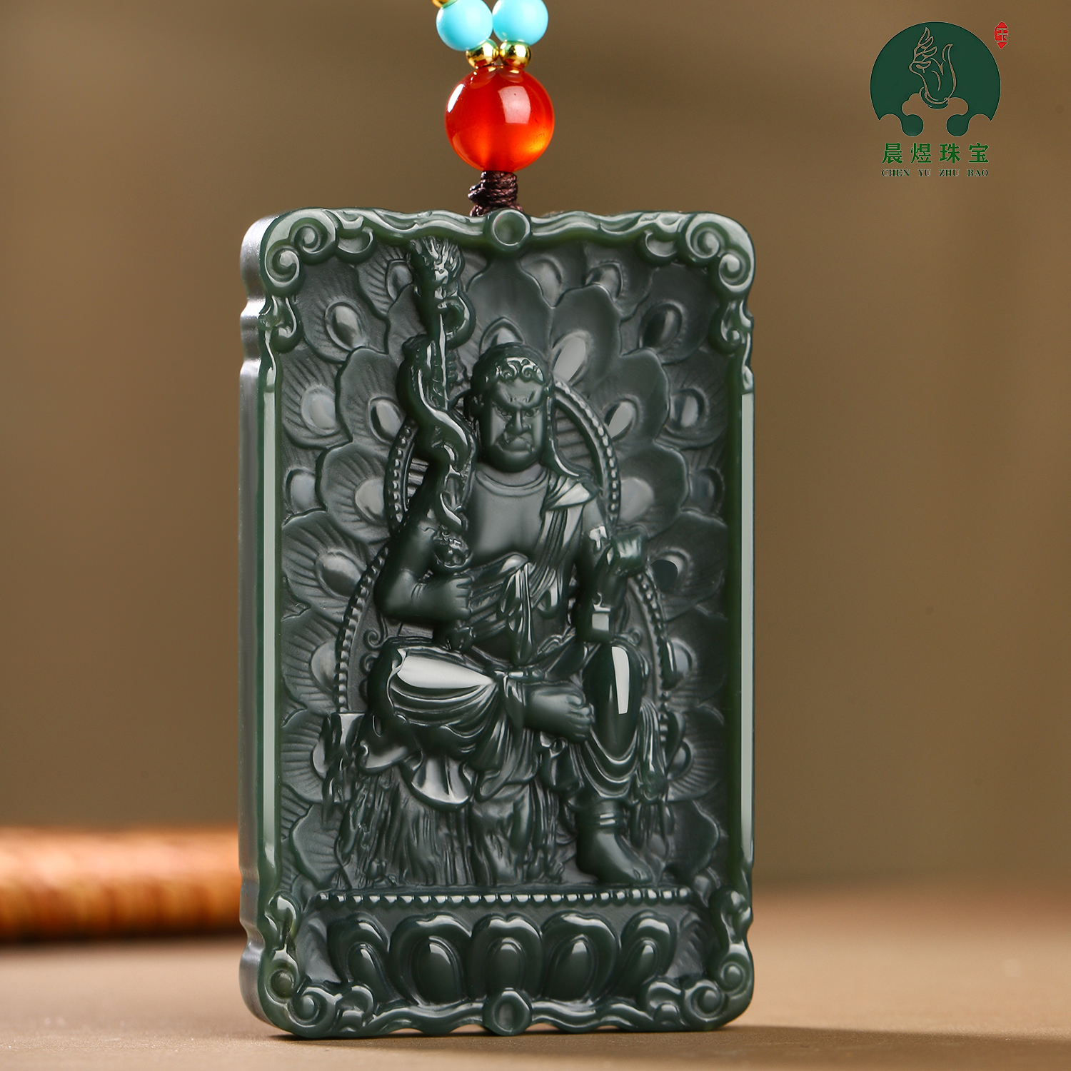 新疆天然玉坠和田玉生肖鸡不动明王山水挂件男款女士双面雕刻精雕