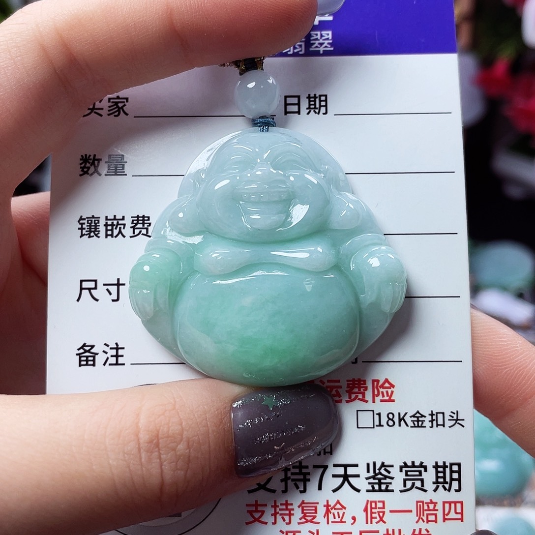 翡翠未镶嵌颈饰佛公03