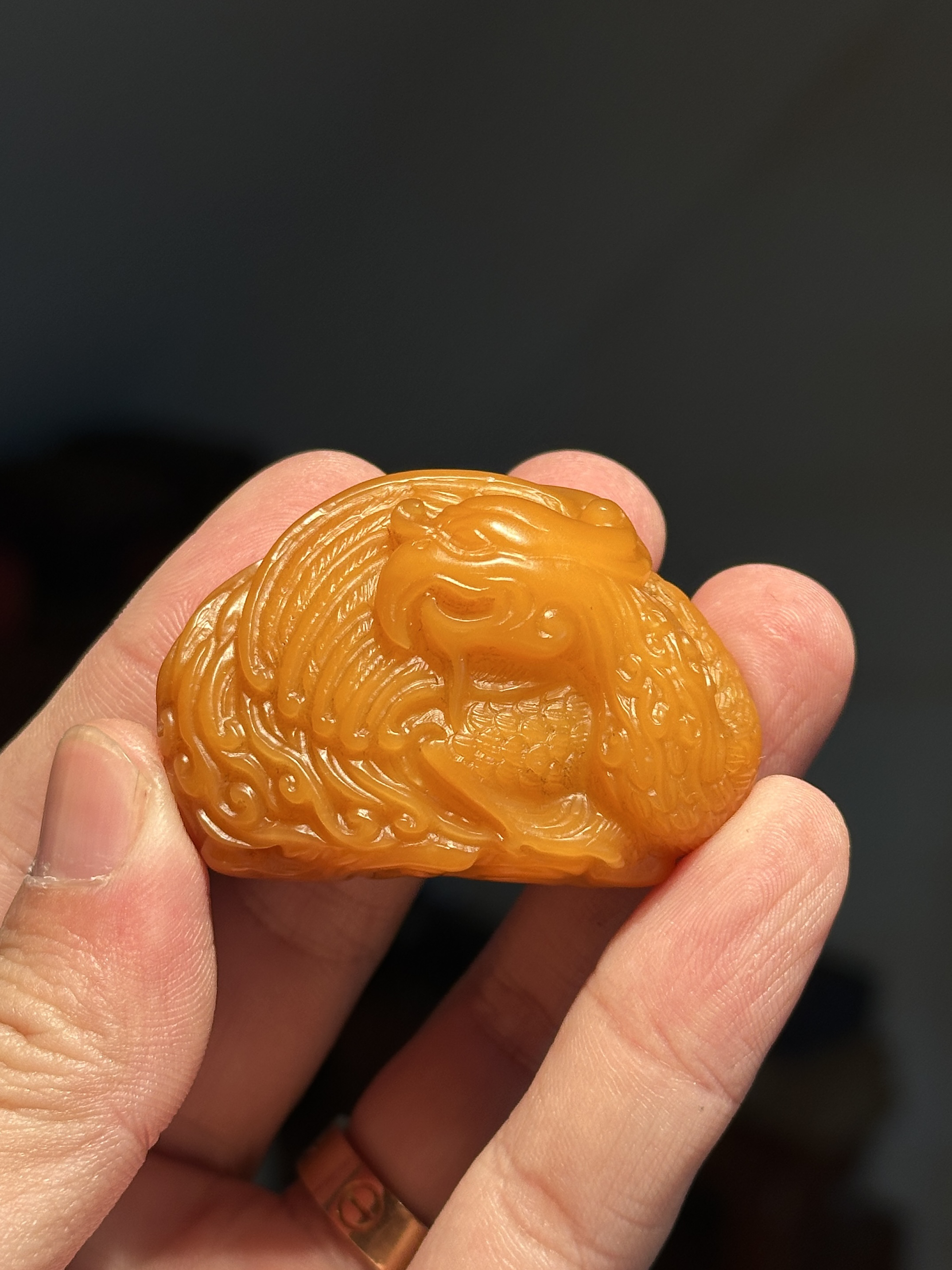 田黄石手把《丹凤朝阳》61.2g