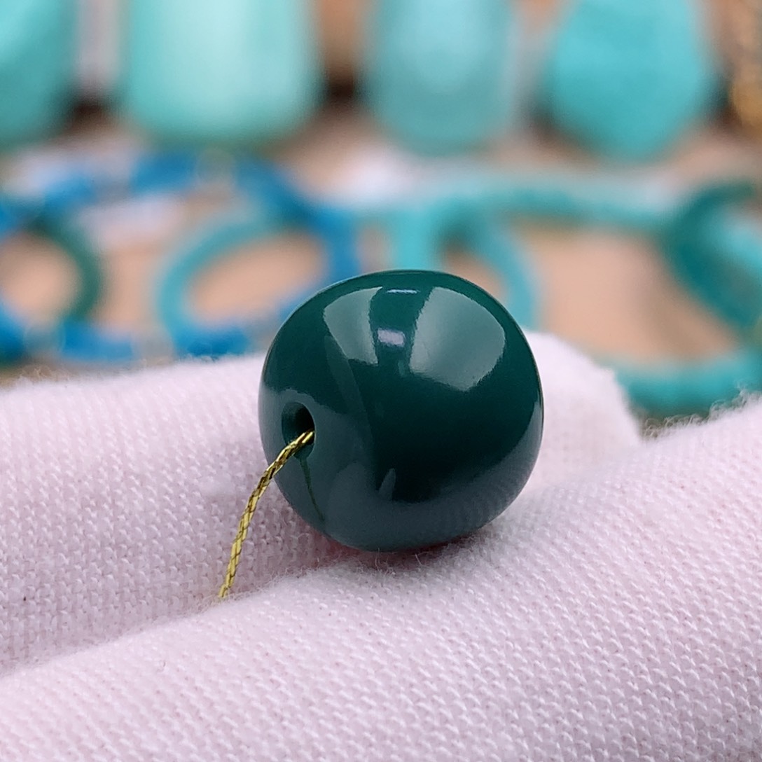 绿松石珠宝奇石未镶嵌11.2✖️10mm