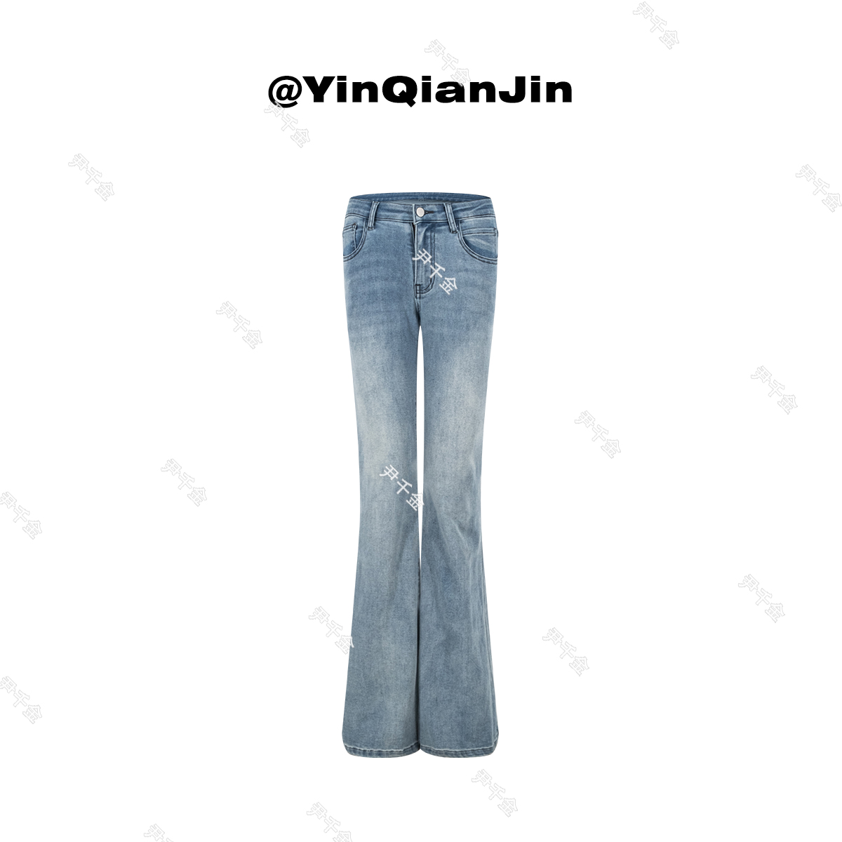 *尹千金*【牛仔定律】春秋款低腰蓝色弹力低腰显瘦微喇裤F062001