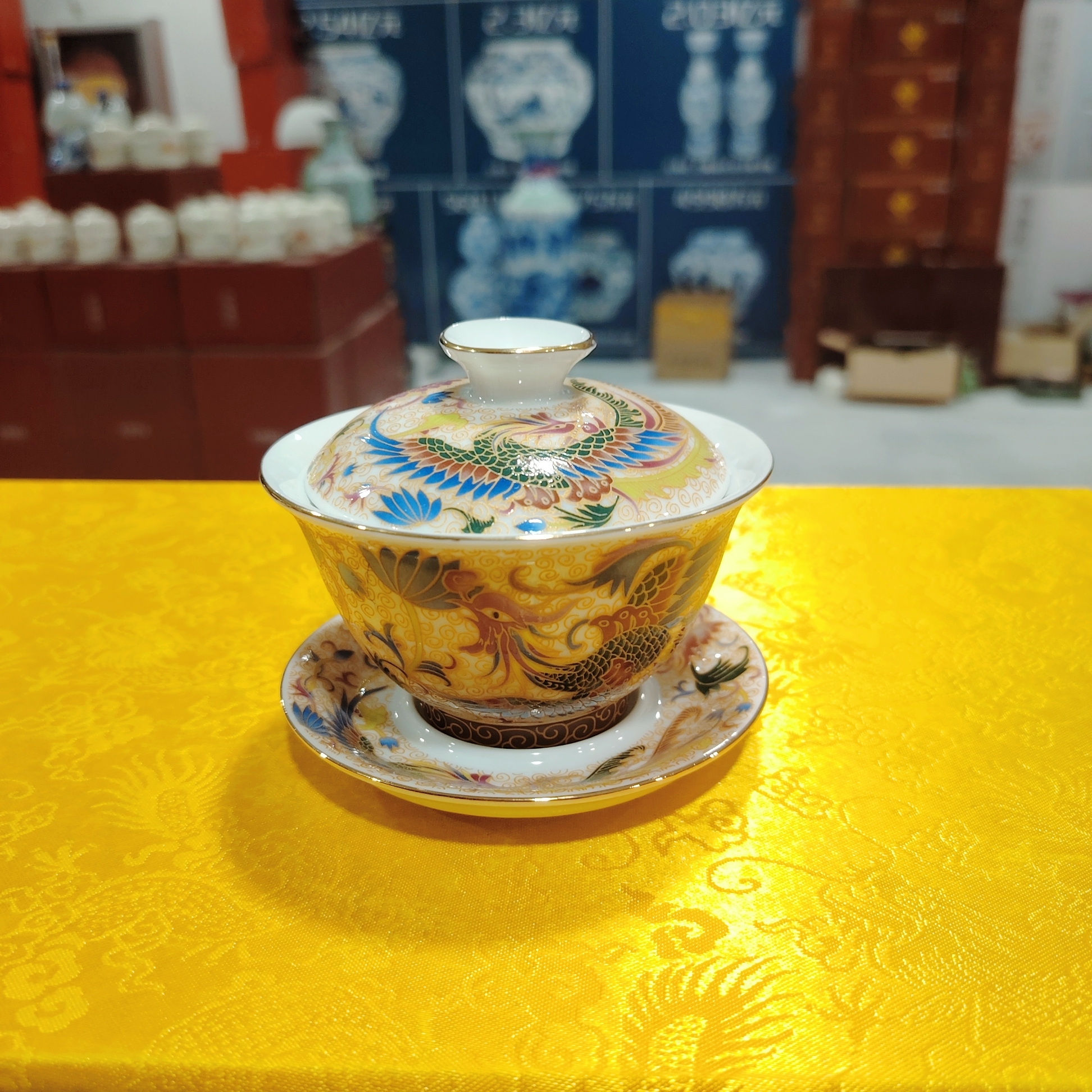 【袁氏瓷业】珐琅彩盖碗(凤)