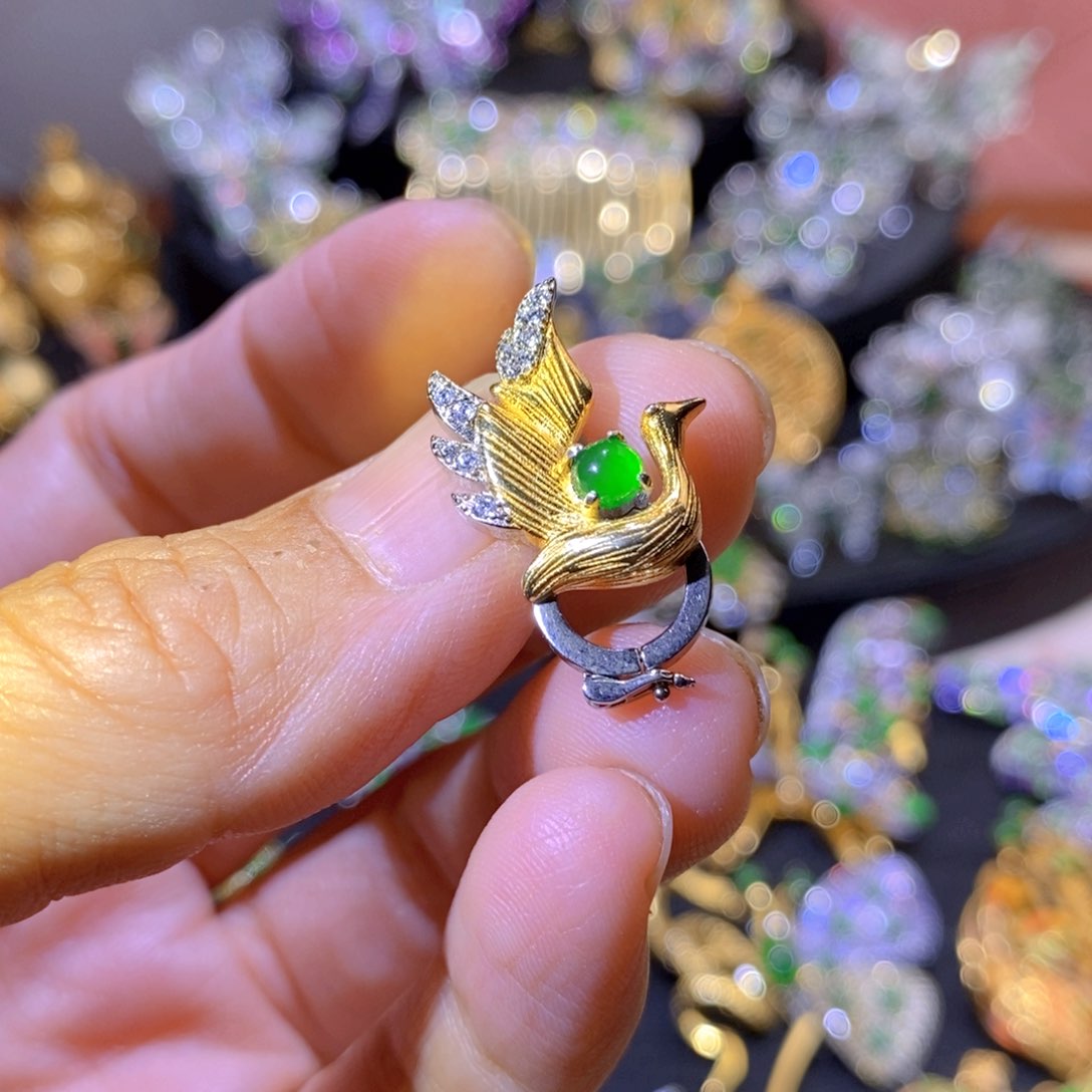 吊坠(不含链)银S925镶嵌翡翠