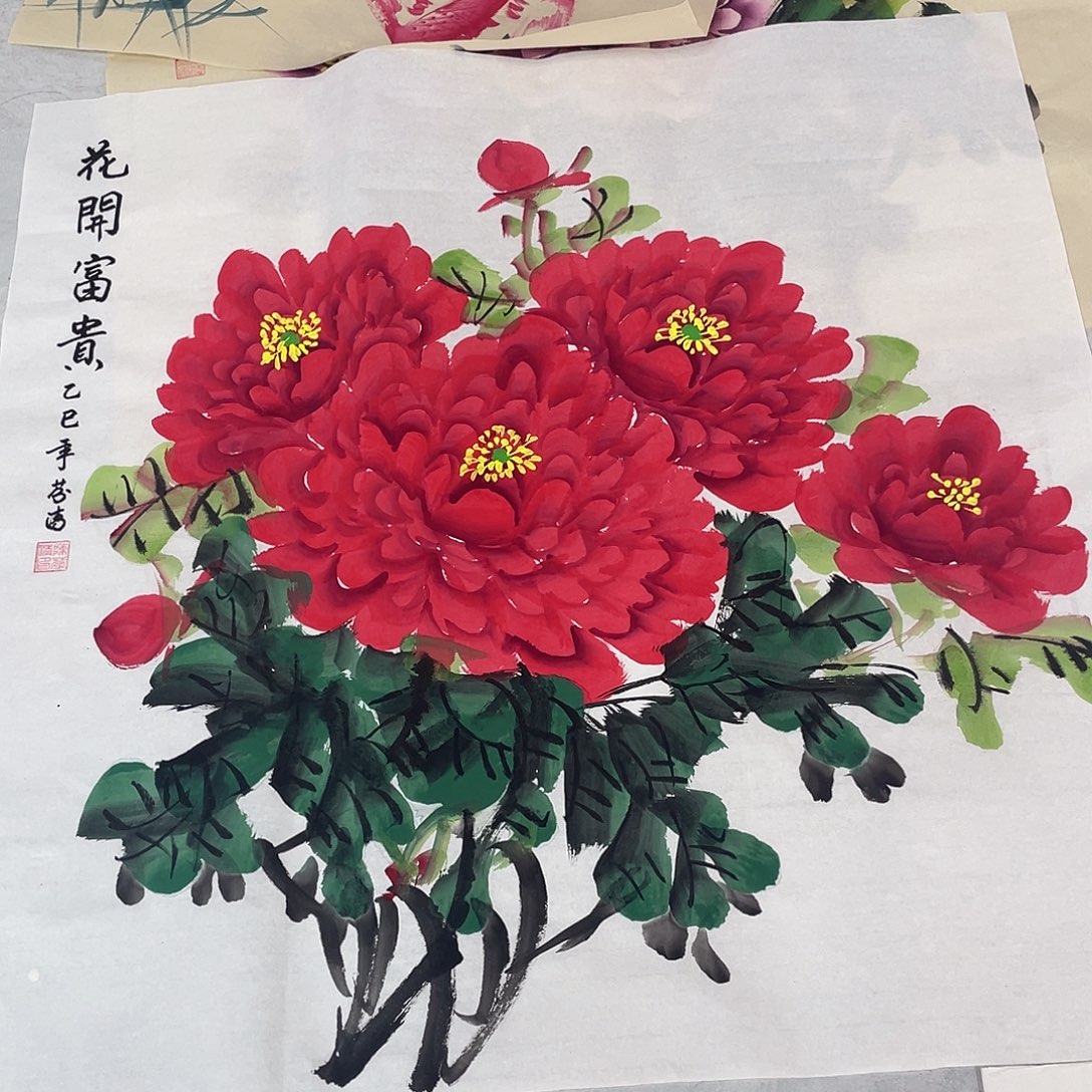 国画国画作品原稿70红色