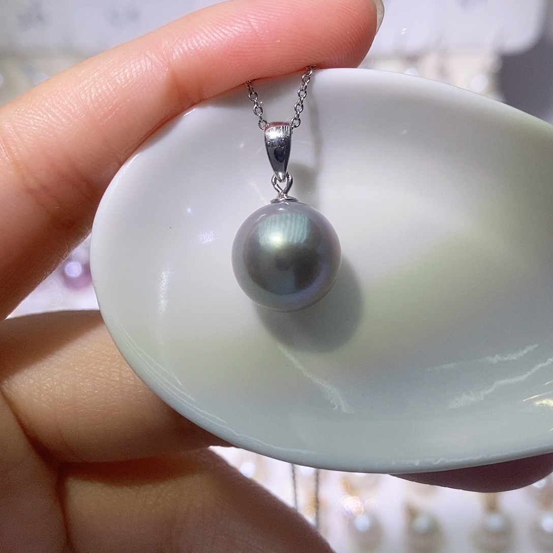 淡水珍珠吊坠(赠链)银S925镶嵌尺寸11/12毫米