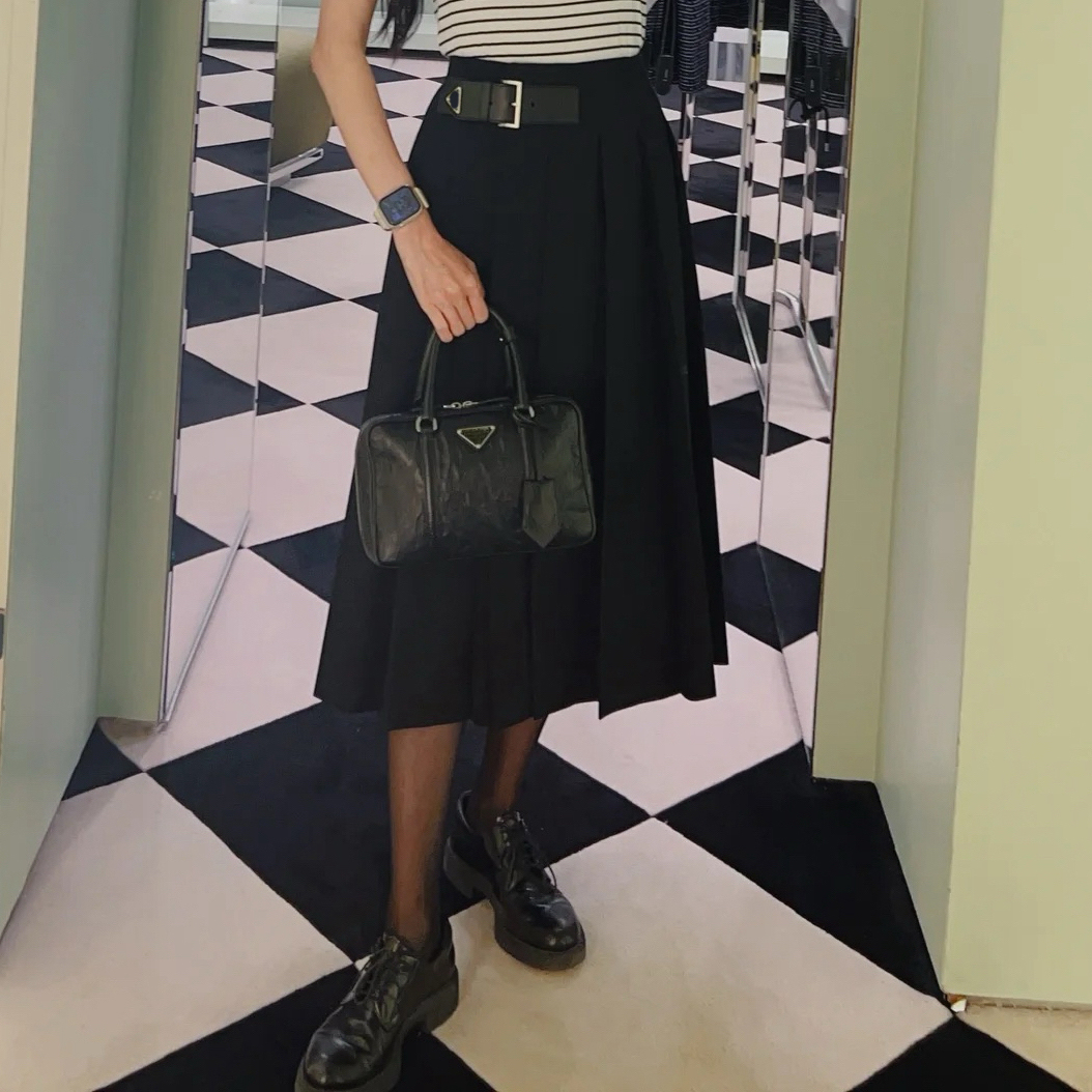 【CHANMITY】24/FW高级学院风减龄显瘦百褶半裙024099