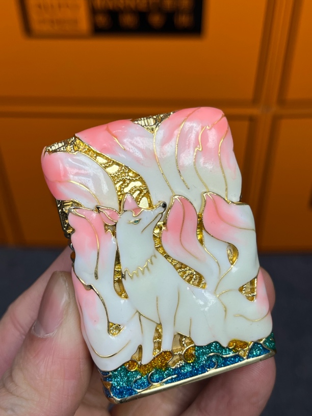 佐罗珐琅彩夜光九尾（粉色）防风煤油打火机（需自行配油）双面