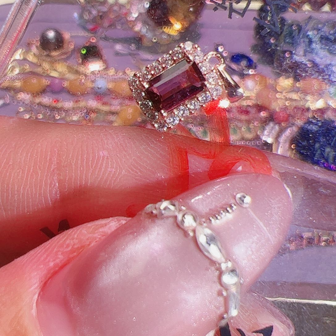 碧玺碧玺吊坠银S925镶嵌