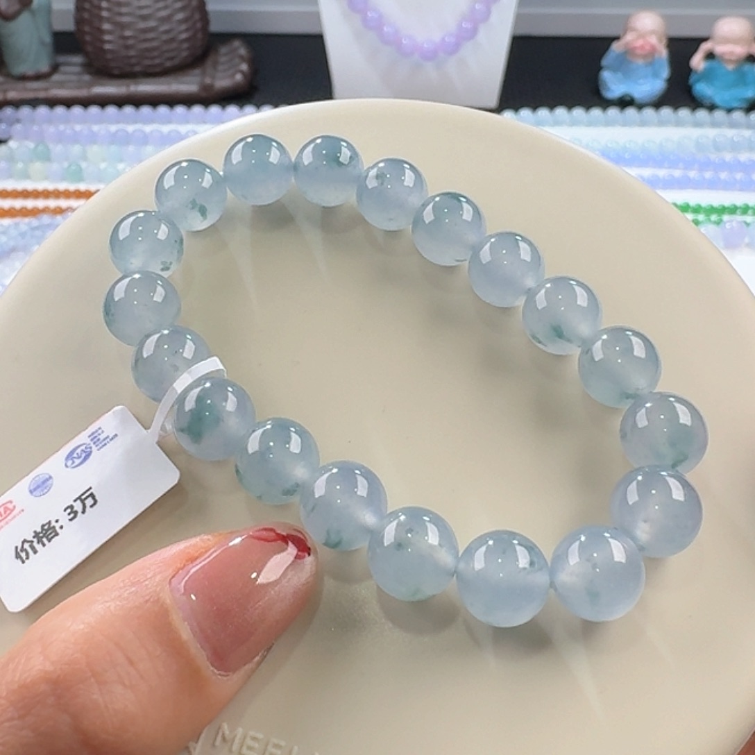 翡翠手链未镶嵌冰蓝紫单圈10mm