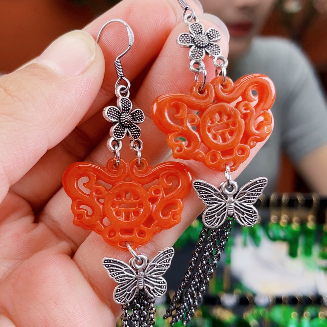 翡翠未镶嵌耳饰饰品