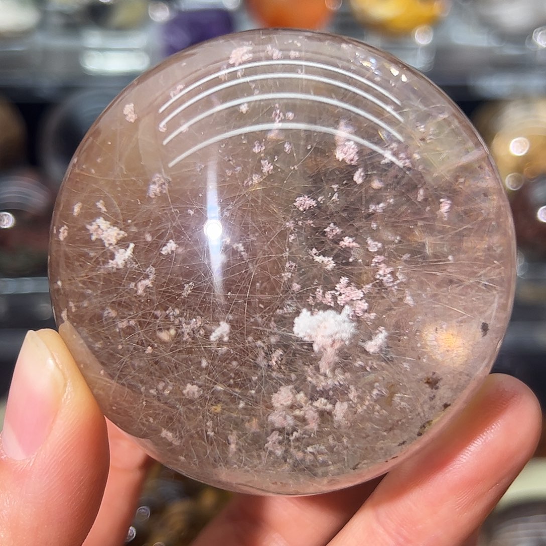 水晶未镶嵌珠宝半成品极品巴西粉发晶雪霜幽灵