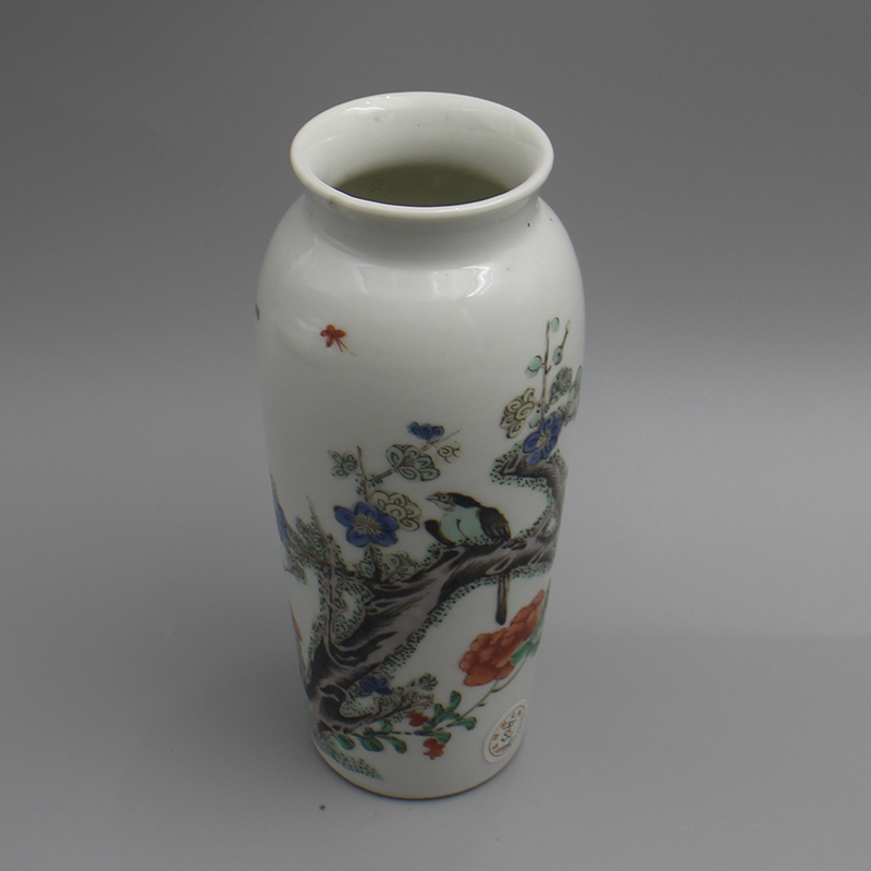 4037瓷器--粉彩喜上眉梢筒瓶