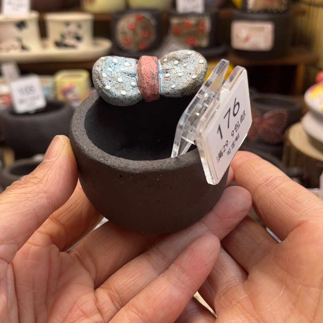 红陶176蝴蝶结手工盆现货