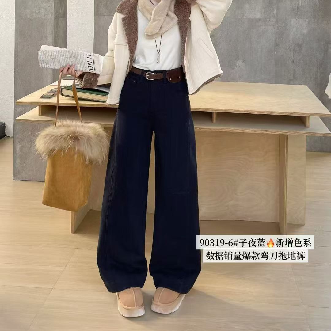 高品质时尚加绒牛仔弯刀裤90319 不退换 不退换