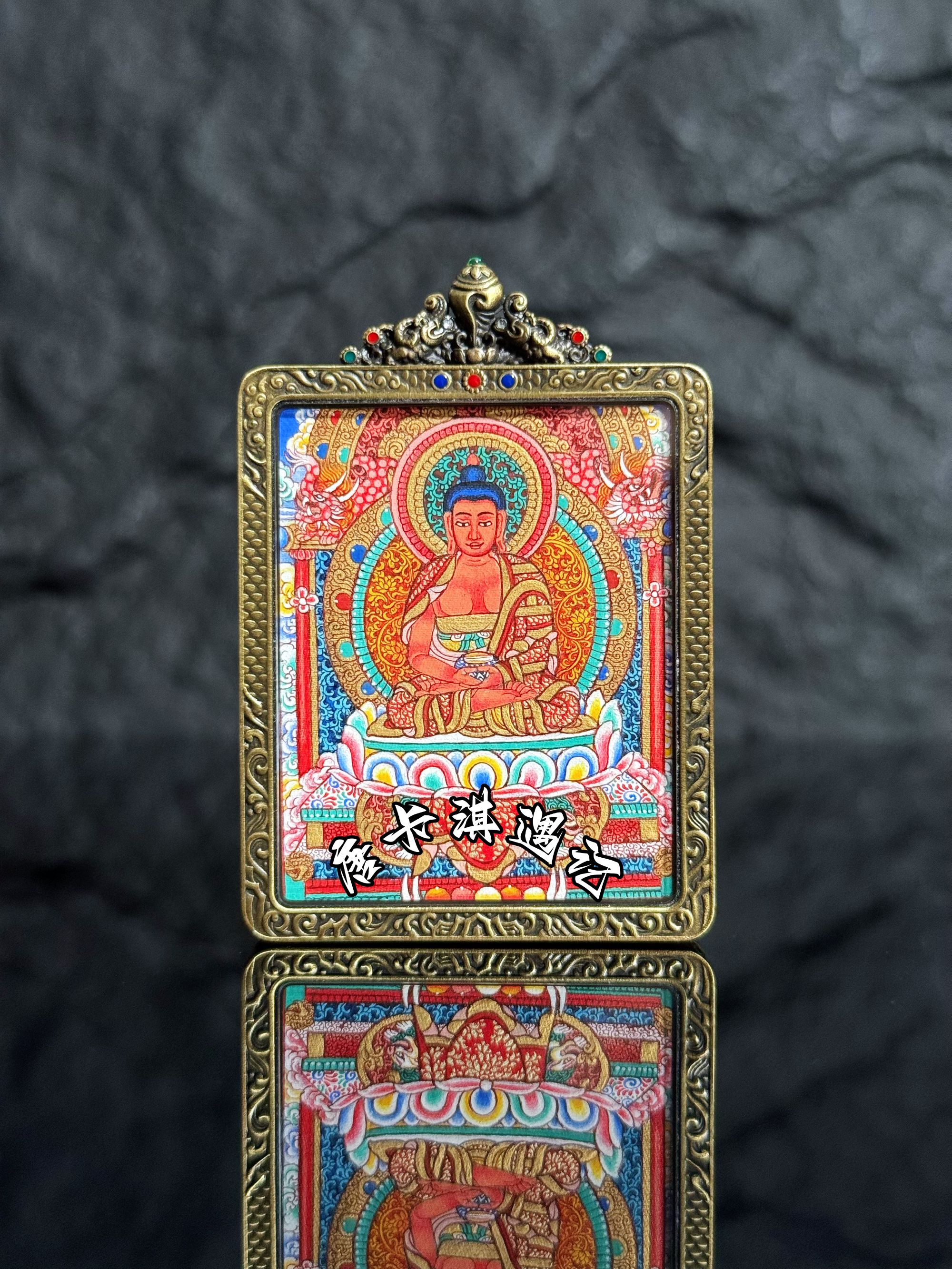 【阿弥陀佛唐卡】尖措老师青海热贡纯手绘矿料｜4*5cm｜精品小唐卡