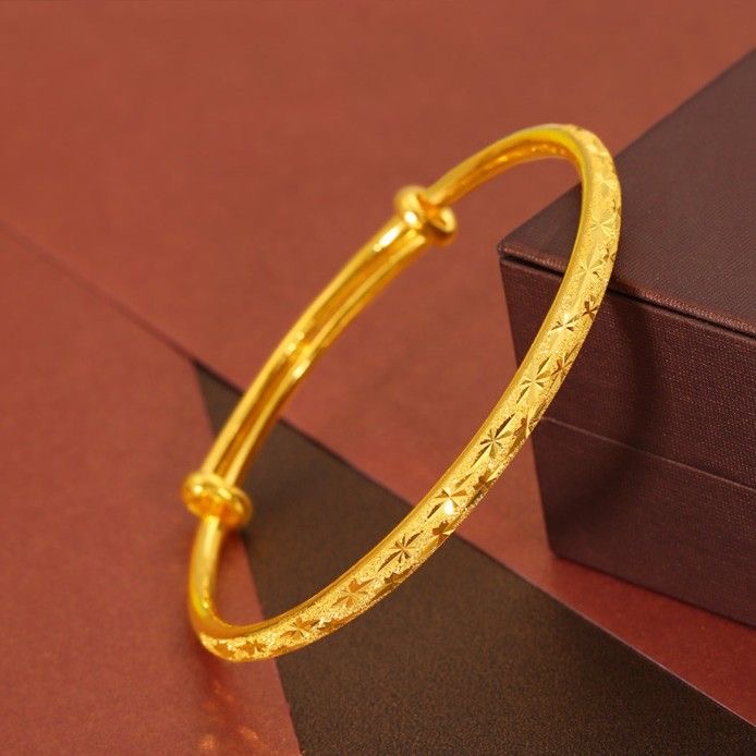 铜合金手镯 正品金版满天星推拉手镯女款送妈妈高档首饰实心镯子