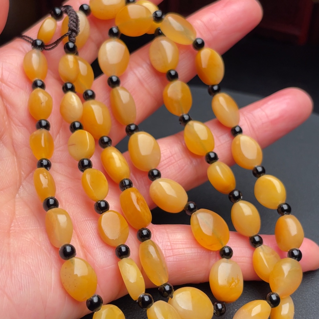 清***茶田黄石田黄石手把件手串项链