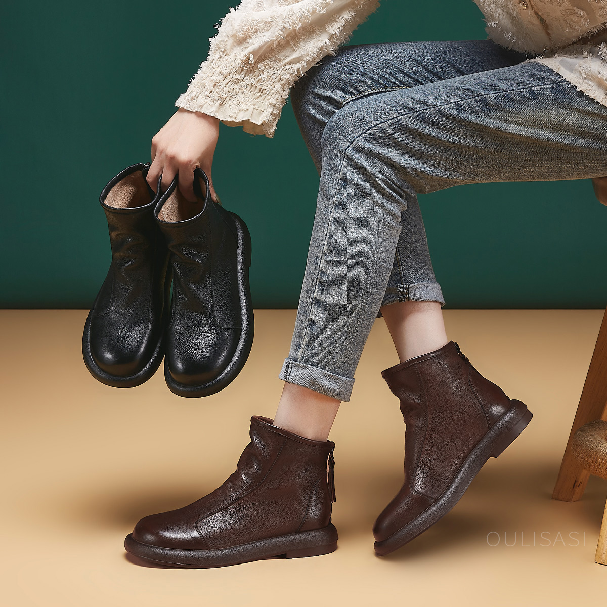 | 窈窕淑女 | 3公分 头层牛皮秋冬新款瘦瘦靴马丁靴 694