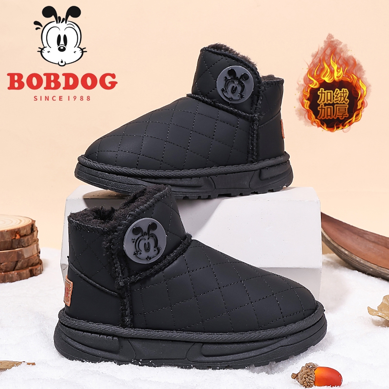 巴布豆品牌2025冬季儿童雪地靴新款男女童保暖舒适雪地靴休闲棉鞋