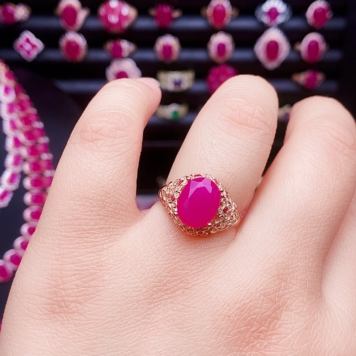 银S925镶嵌戒指红宝石