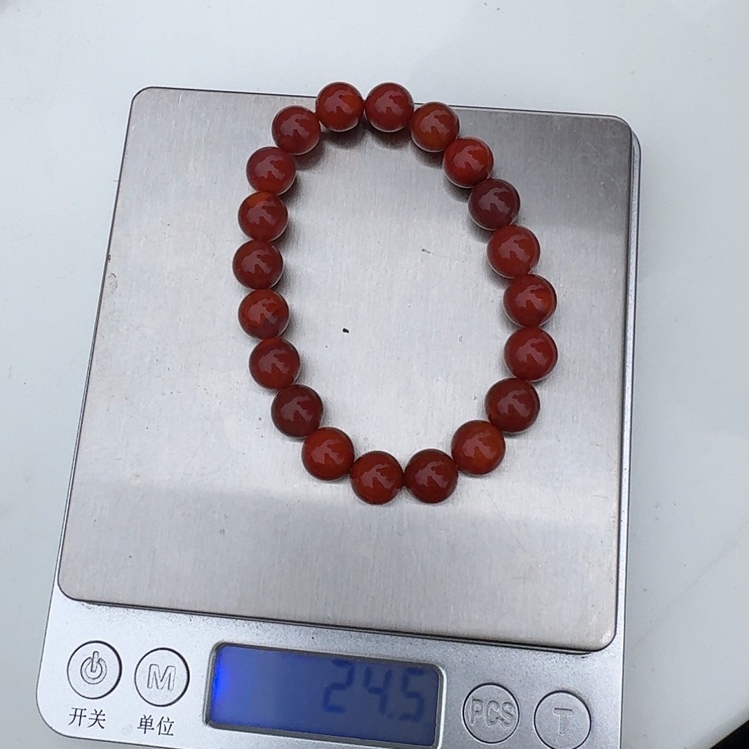 南红玛瑙手链未镶嵌蓝*月原矿南红手串9mm➕牛血红瓦西