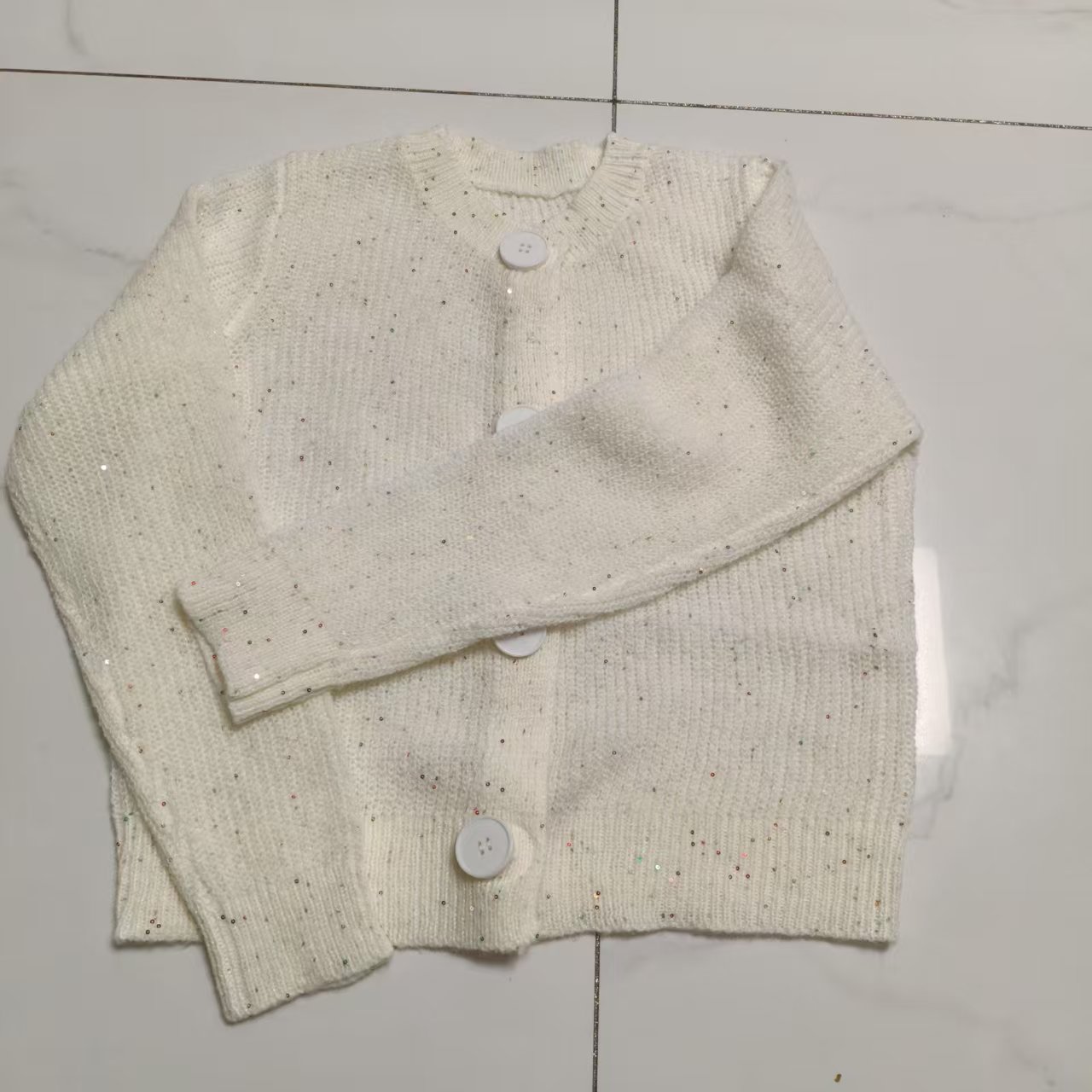 时尚女士百搭潮流休闲开衫（均码）上衣针织衫白色长袖秋季春秋毛衣