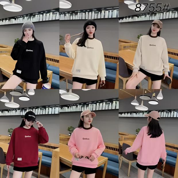 8755#【衣长68左右】秋冬款半高领加绒加厚宽松卫衣