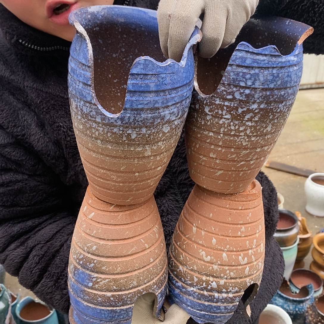 紫砂花盆瑕疵口13高18