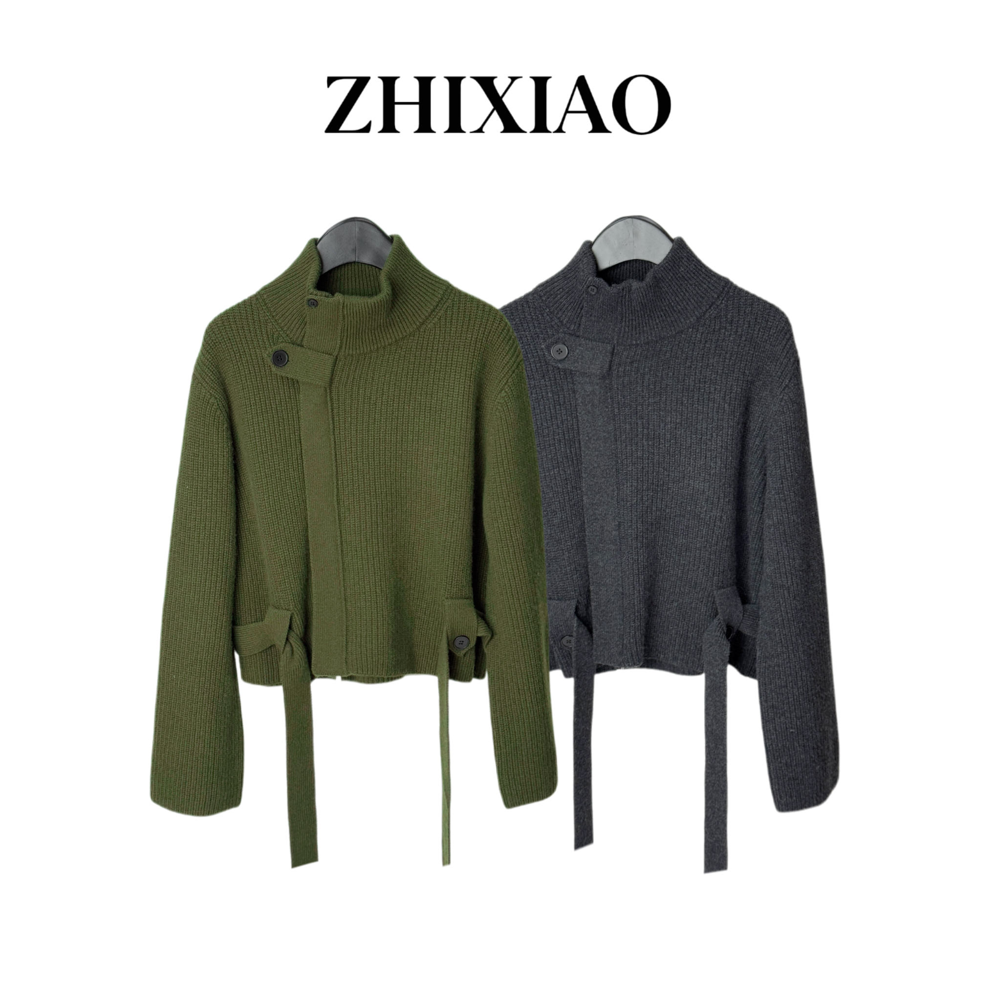 【ZHIXIAO】秋冬新款：针织拉链外套75352