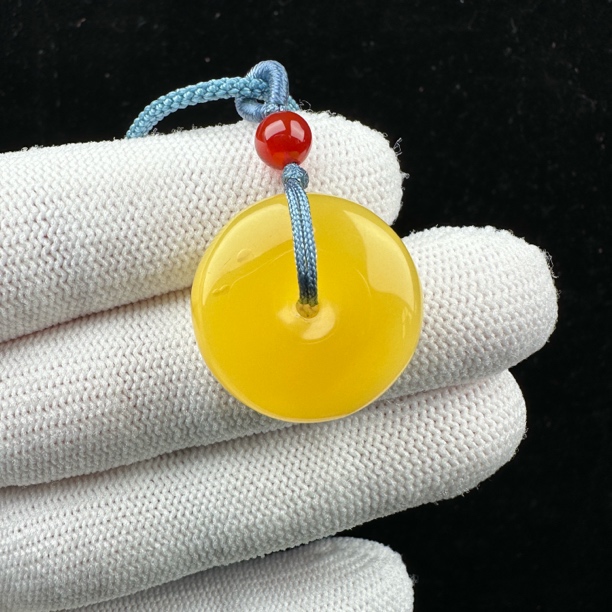 R7123 天然俄料蜜蜡平安扣 22*9.5mm 支持复检假一罚四