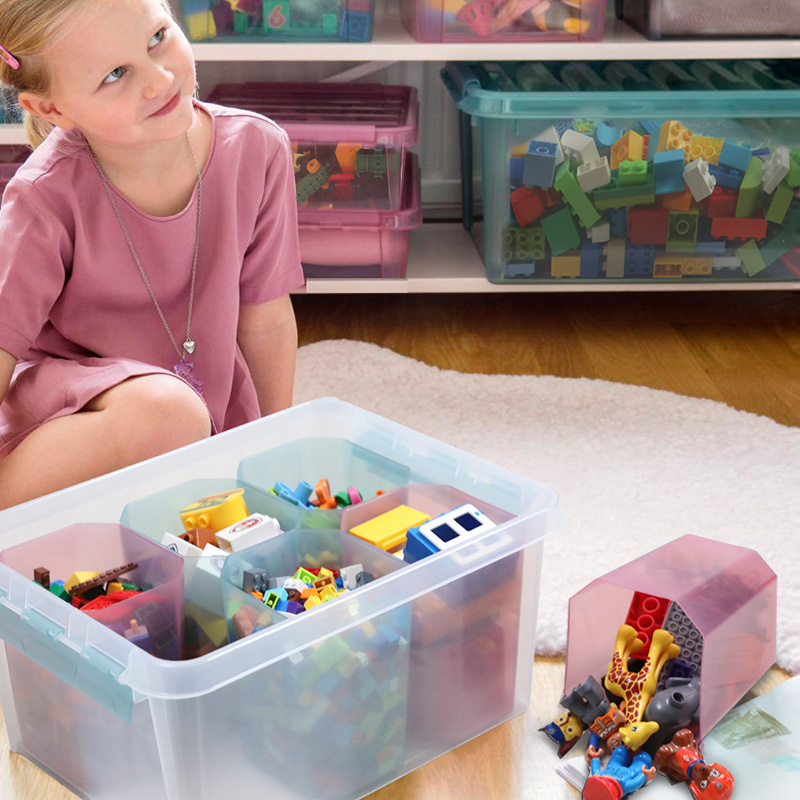 利快瑞典进口彩色分格收纳箱 14L 40x30x18 cm家用置物透明大容量