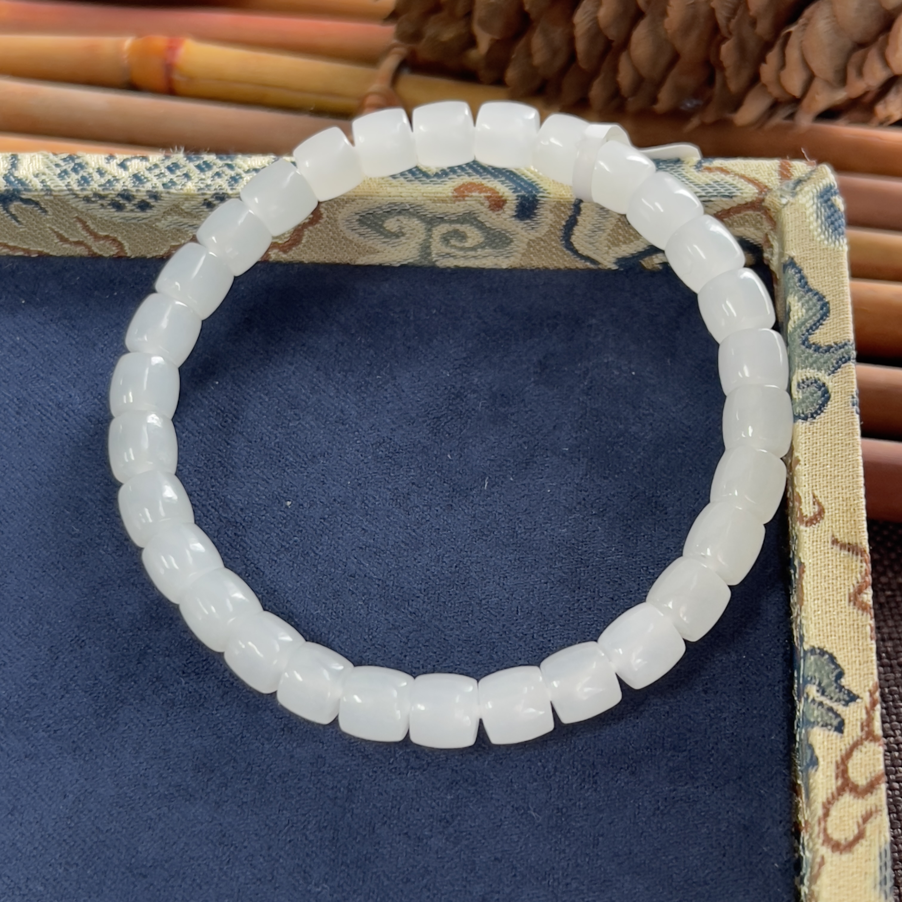 冰底和田白玉直切手串 6*7 LX09*0004*