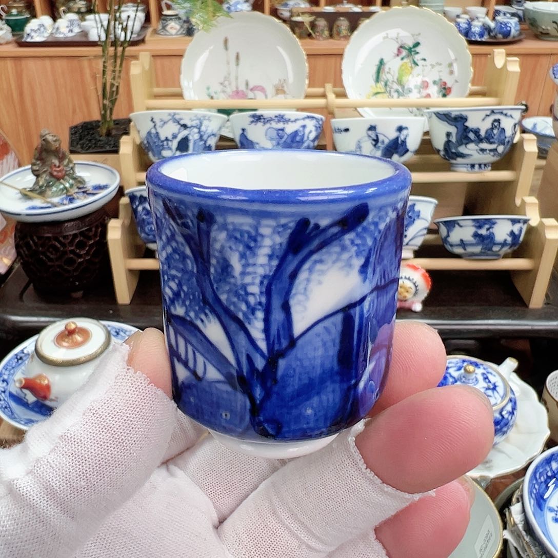 柴窑茶具茶杯濑户青花小汤吞